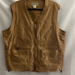 Duluth Trading Co Brown Utility Vest MENS size XL DUXK CANVAS MULTI POCKETS EUC